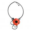 Coquelicot en cuir et perles en corne