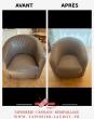 Réfection d’un fauteuil club comprenant le dégarnissage, la restauration de l’assise et du dossier, puis la pose d’un nouveau revêtement pour retrouver confort et caractère.
