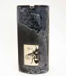 Vase en grès anthracite, gravures et calligraphies